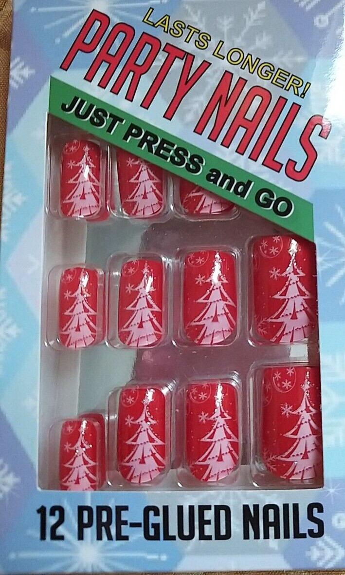 Christmas Fake Nails Press on Nails Short Square Nails Set of 4Packs