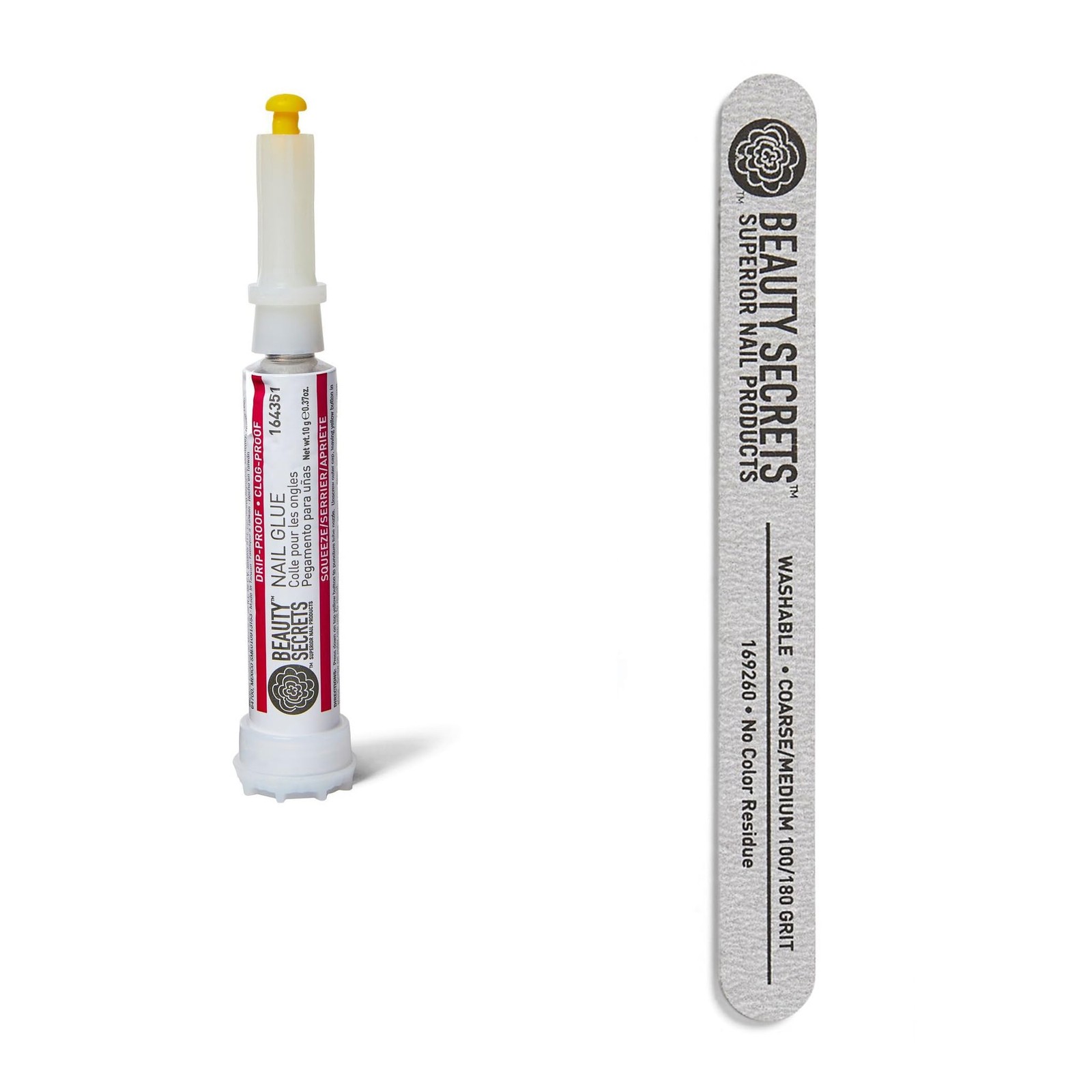 Beauty Secrets Nail Glue with Zebra Nail File 180/100 Grit