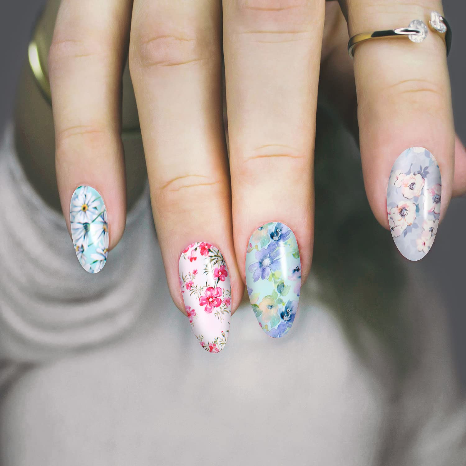 Nail Foil, 30 Rolls Nail Art Foil Transfer 3D Flower Stickers for Nails Blossom