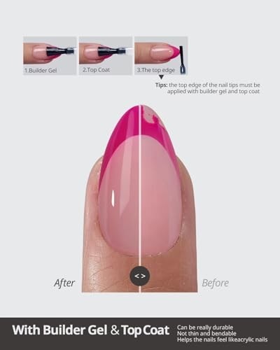 160ct Pink French Tip Press On Nails Short Almond Soft Gel