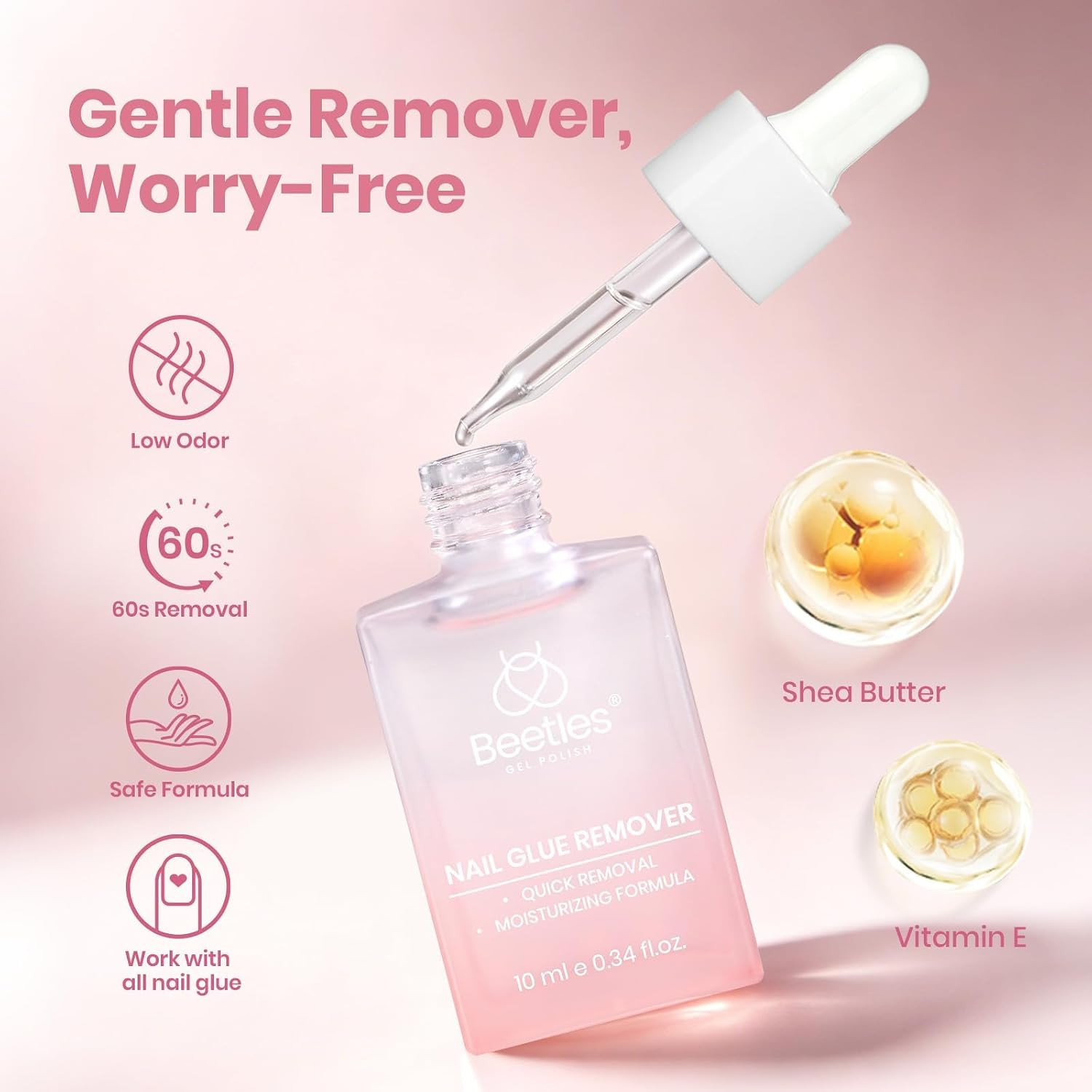 Solid Nail Glue Gel & Remover Kit for Nail Tips | Hema-Free & Tpo-Free Formula,