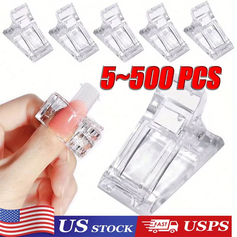 500X Nail Tips Clip Quick Building Poly Builder GelDIY Extension Clamp Clips LOT
