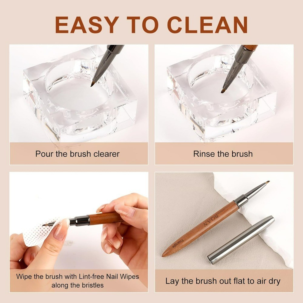 Nail Art Brush Triangular Pyramid Wooden Handle for Flower Petal Butterfly Gel