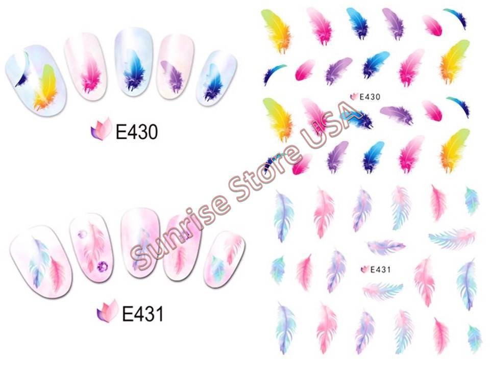 3D Nail Art Sticker Swan Peacock Feather Decals Manicure DIY Peel & Stick!