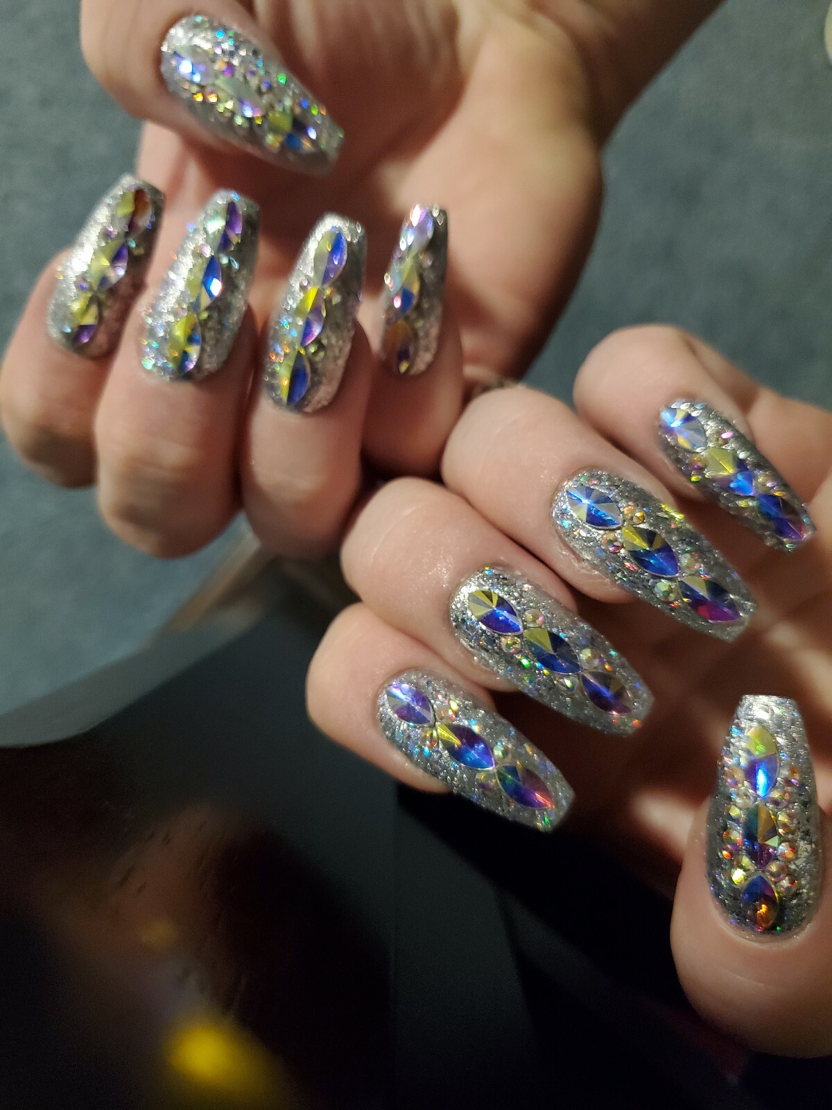 Super bling swarvoski Crystal Press On Nails – bridal coffin diamond bling set
