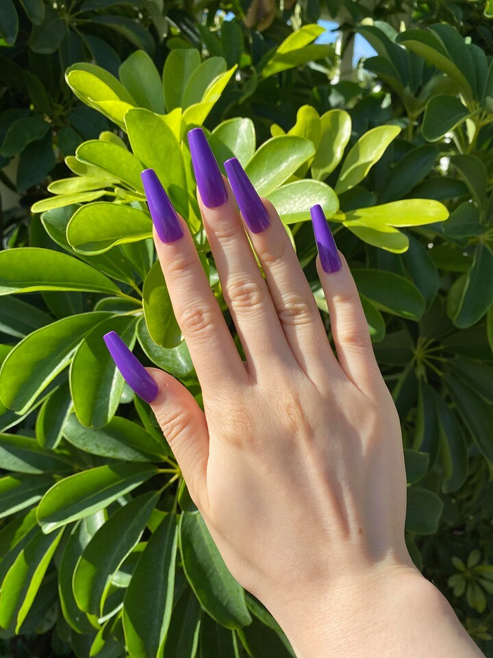 Summer Purple Glossy Press On Nails 20pcs All Sizes & Glue INCLUDED Extra Long