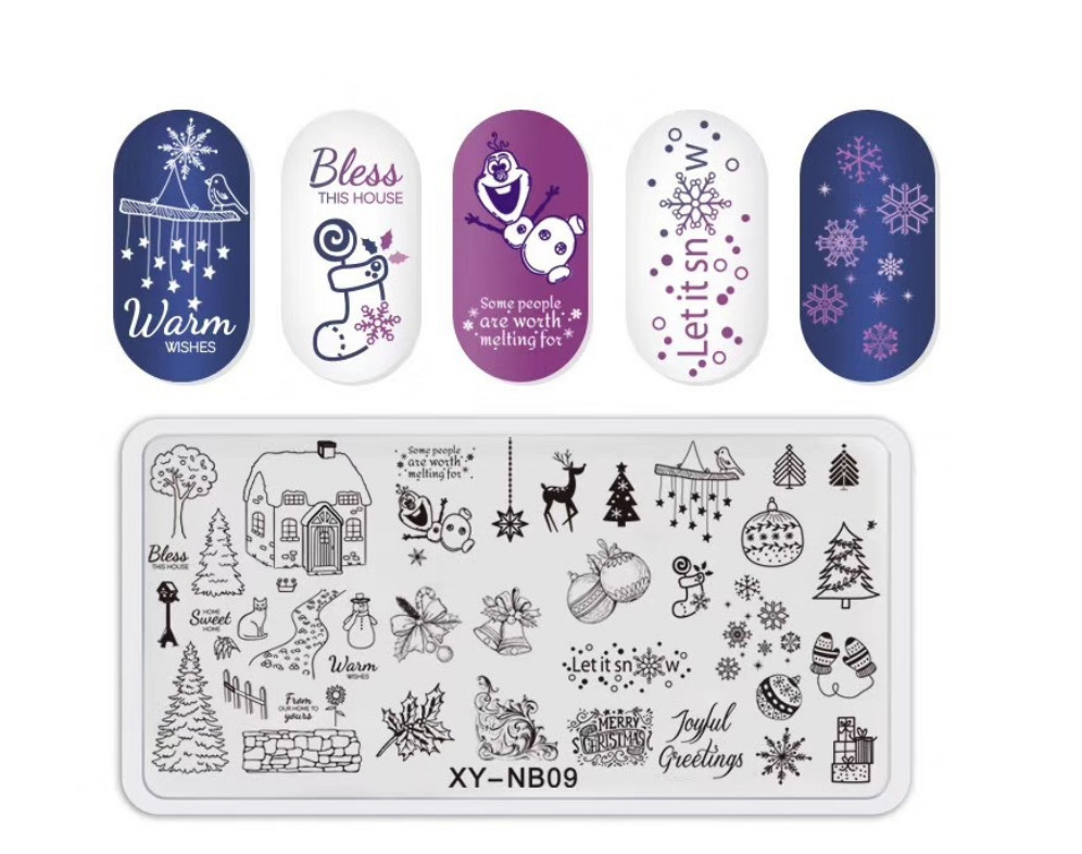 Metal Nail Stamping Plate Constellation French Halloween Snowflake Letter Words