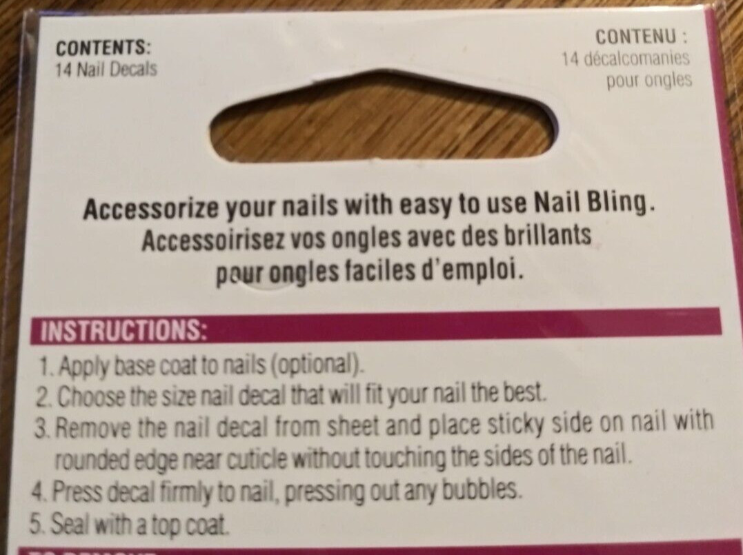 Nailene Designer Collection Expressions Easy to Use Nail Bling 3D Stick On Deisi