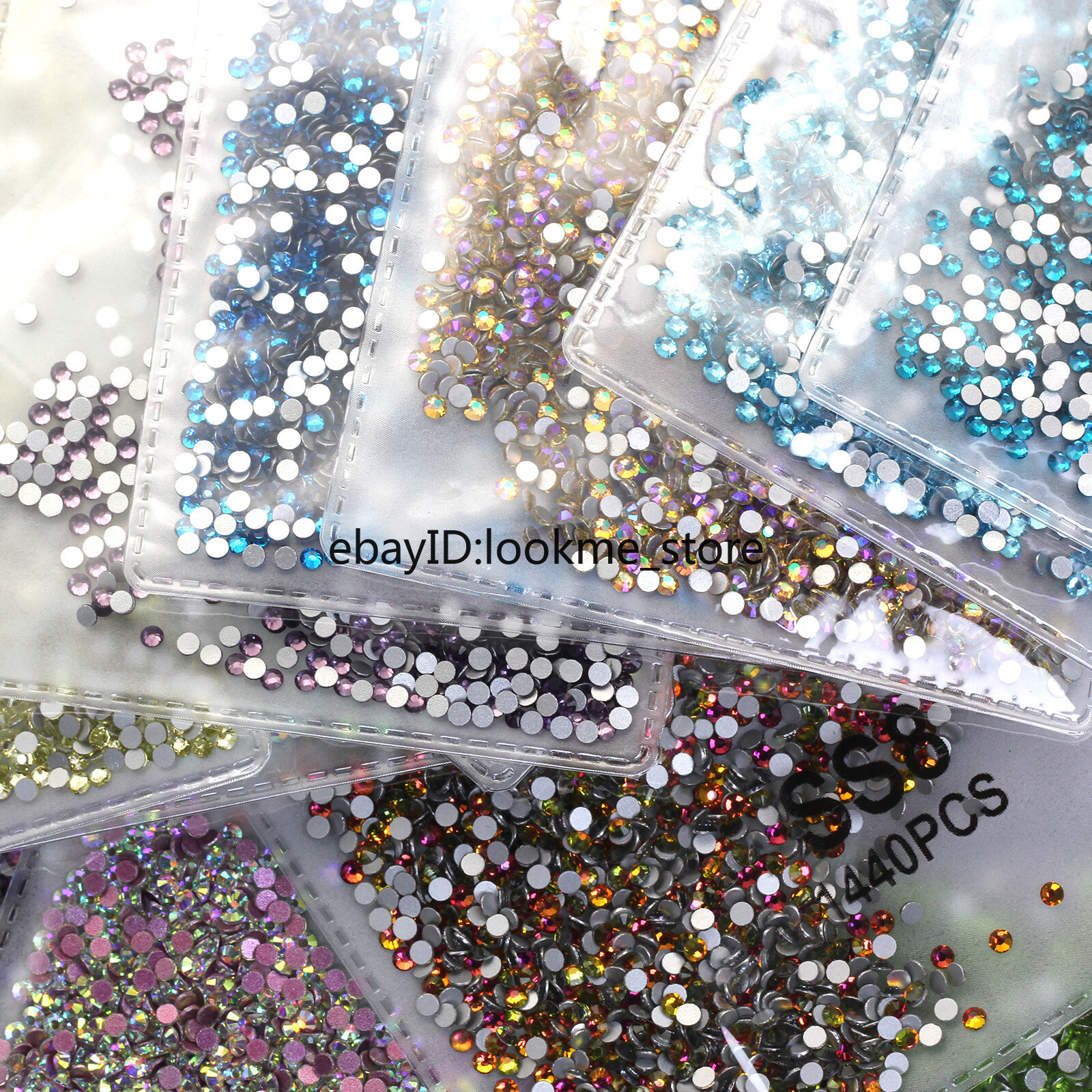 1440pc 2.5mm (ss8) Crystal Glass Rhinestones Flatback Gems Nail Art Crafts Decor