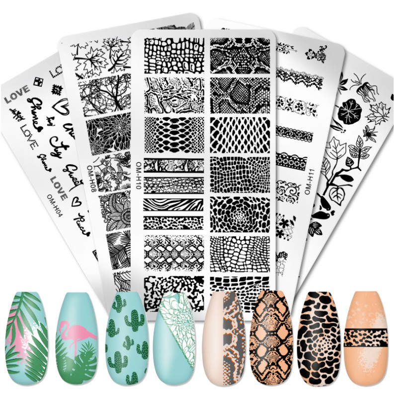 Valentine Rose Love Leopard Nail Art Stamping Manicure DIY Template Image Plate