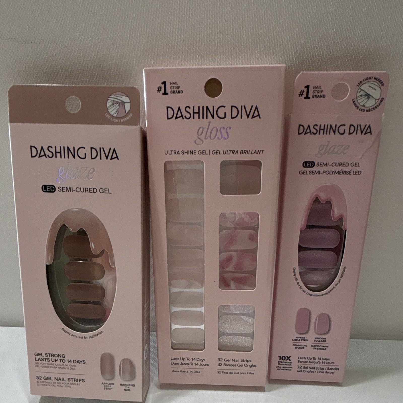 Lot of 5— Dashing Diva Glaze LED Gel Strips Starter Kit + Gloss + Magic Off