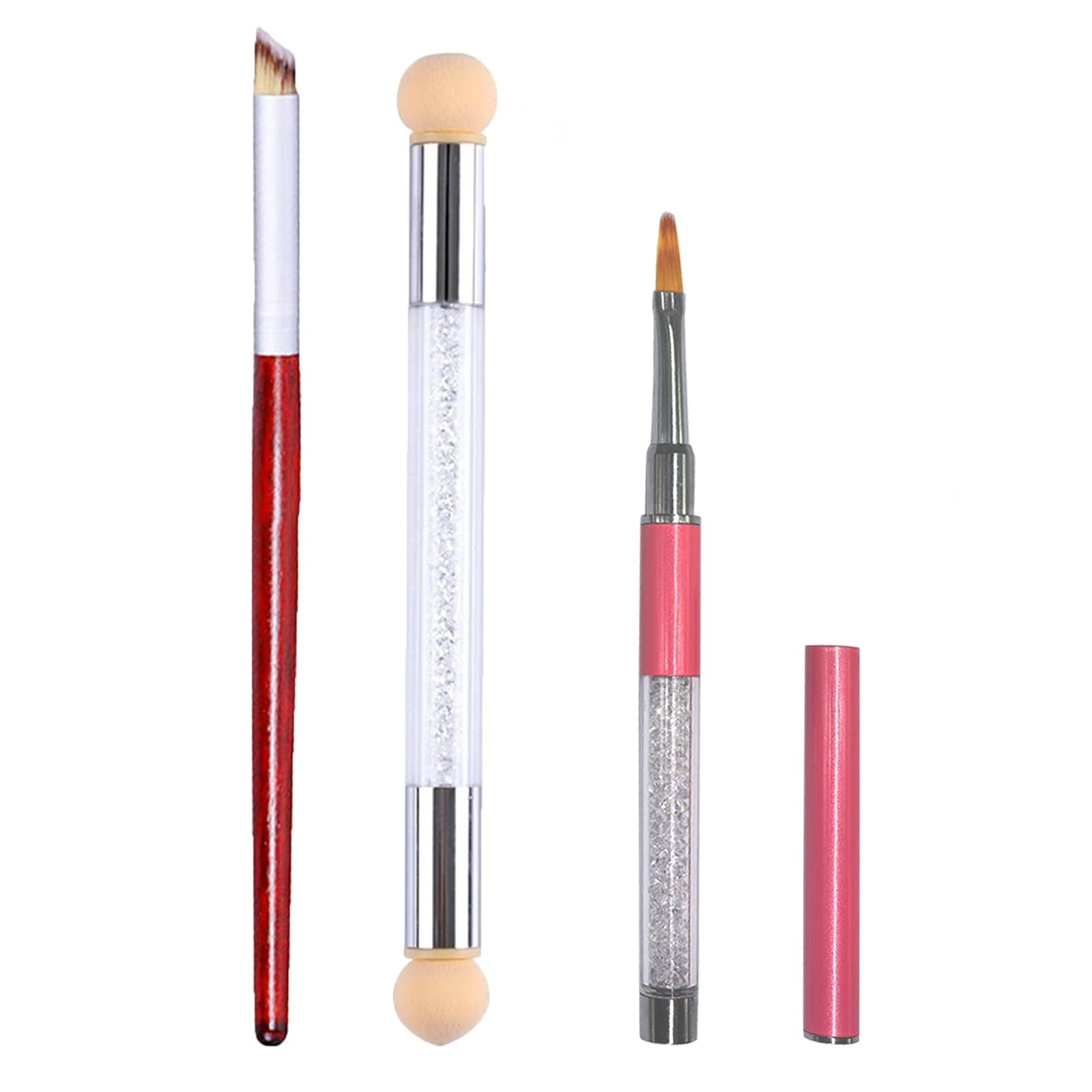 3Pcs Acrylic Nail Brush Set，UV Nail Ombre Brush，Double-Head Sponge Pen，Manicu…