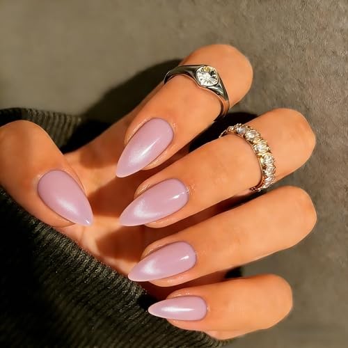 Cat Eye Press on Nails Almond, Handmade Press on Nails almond dusty pink