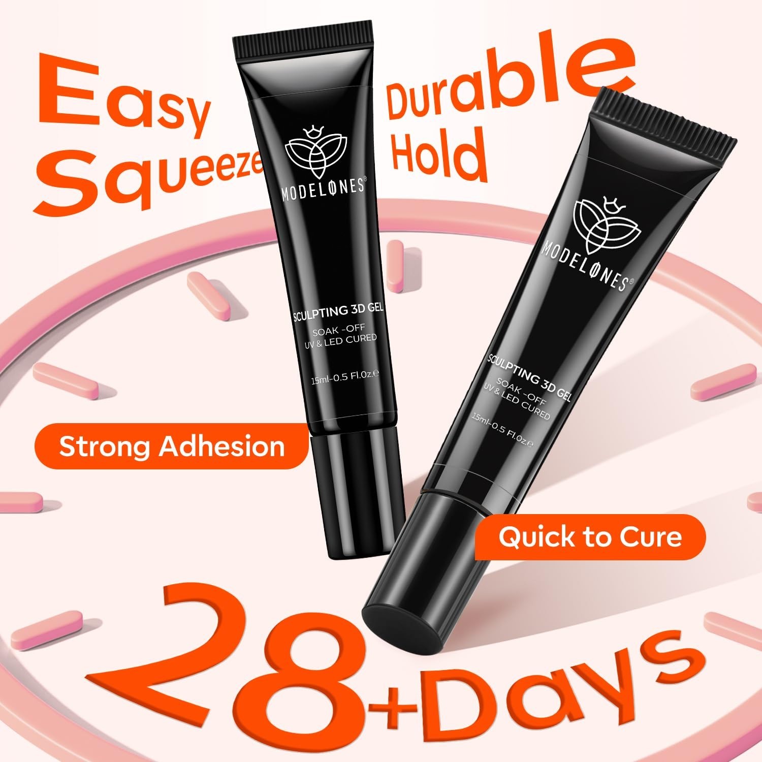 Sculpting Gel Nail Glue Kit – 2Pcs Clear 3D Gel, Chip Resistant & Quick Curing