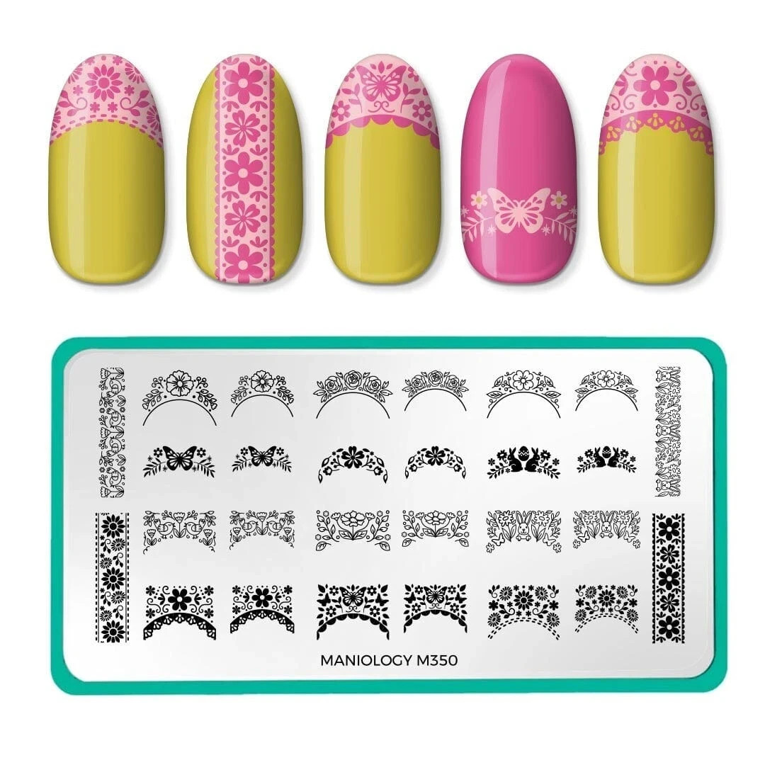 Maniology Nail Stamping Plate M350 Florals French