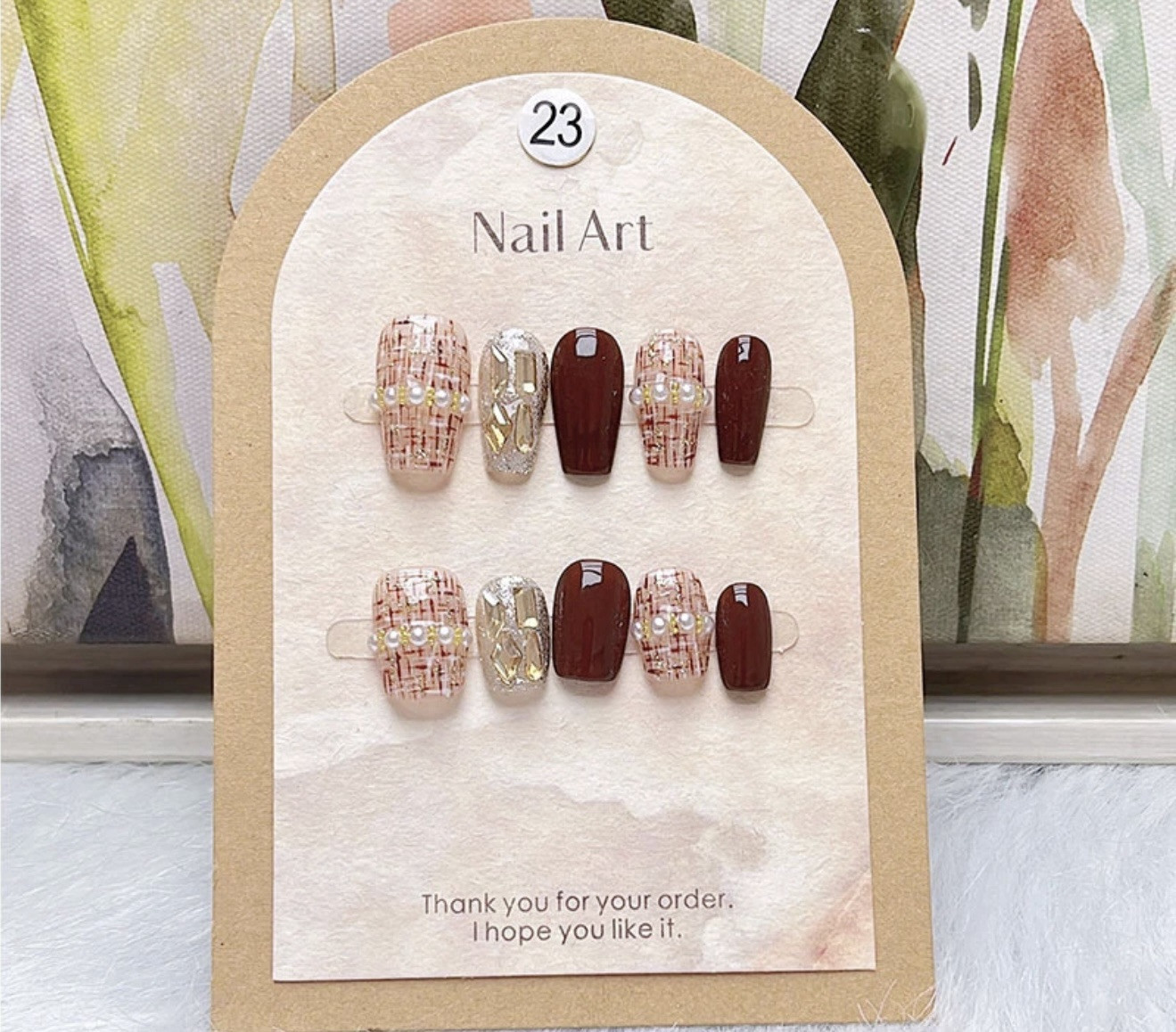 10pc Handmade Press-on Nail Middle Coffin Set