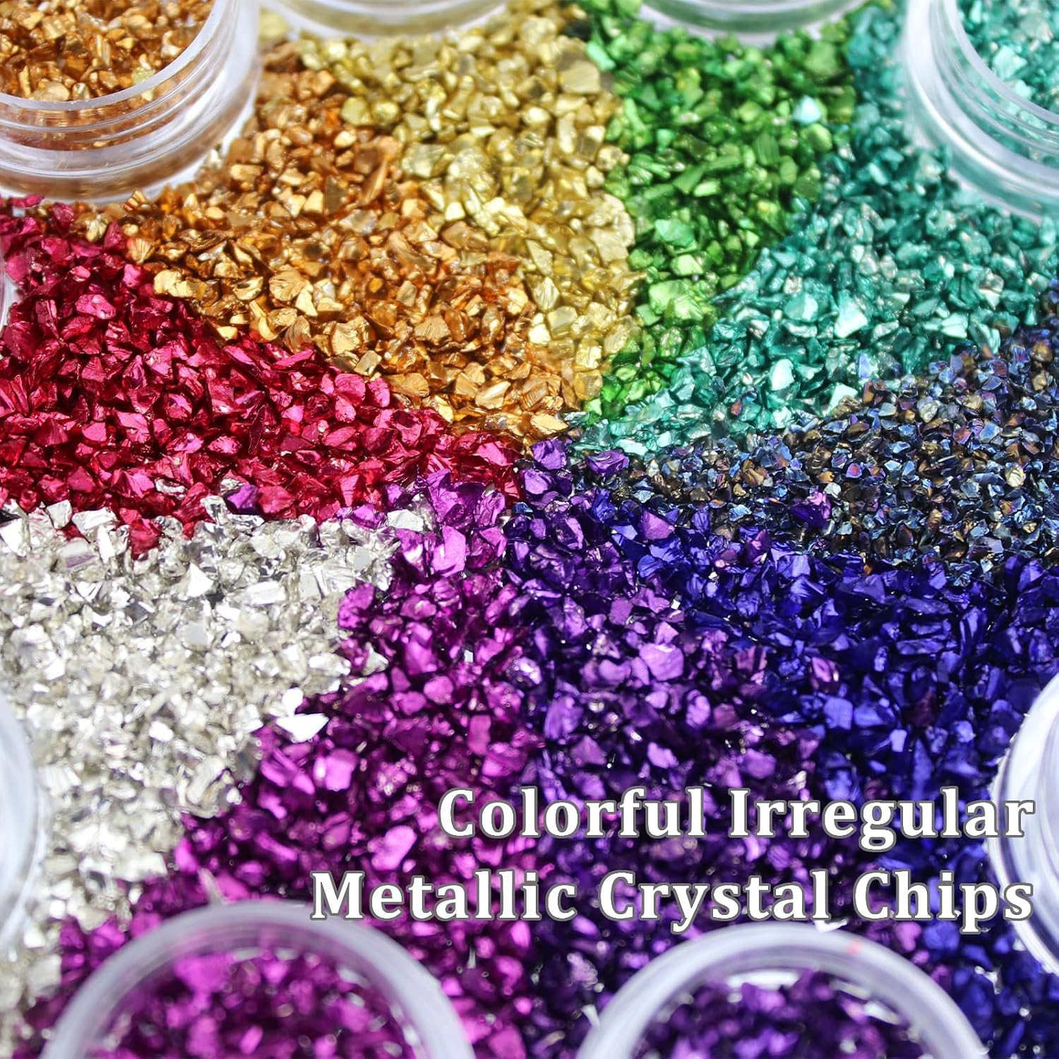 Irregular Nail Chunky Glitter Set 12 Colors Small Crushed Glass for Resin Art Sp