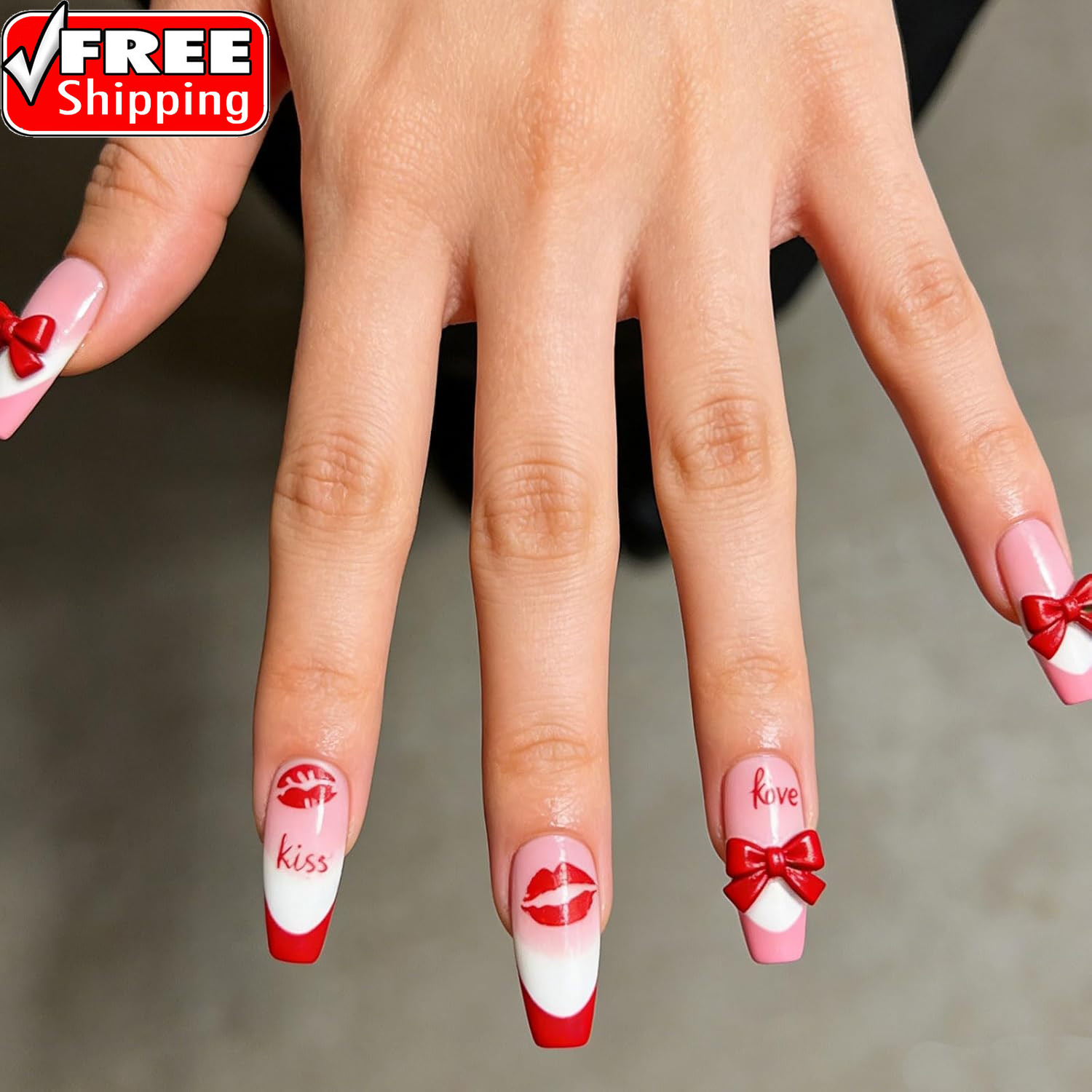 6 Sheets Valentine’S Day Nail Stickers, 3D Red & White Heart Nail Art Decals, Gl