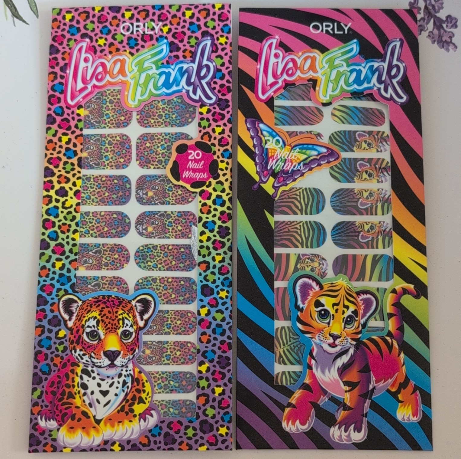 ORLY x Lisa Frank Self-Adhesive Nail Wraps 20ct Multicolor Animal Print Set Of 2