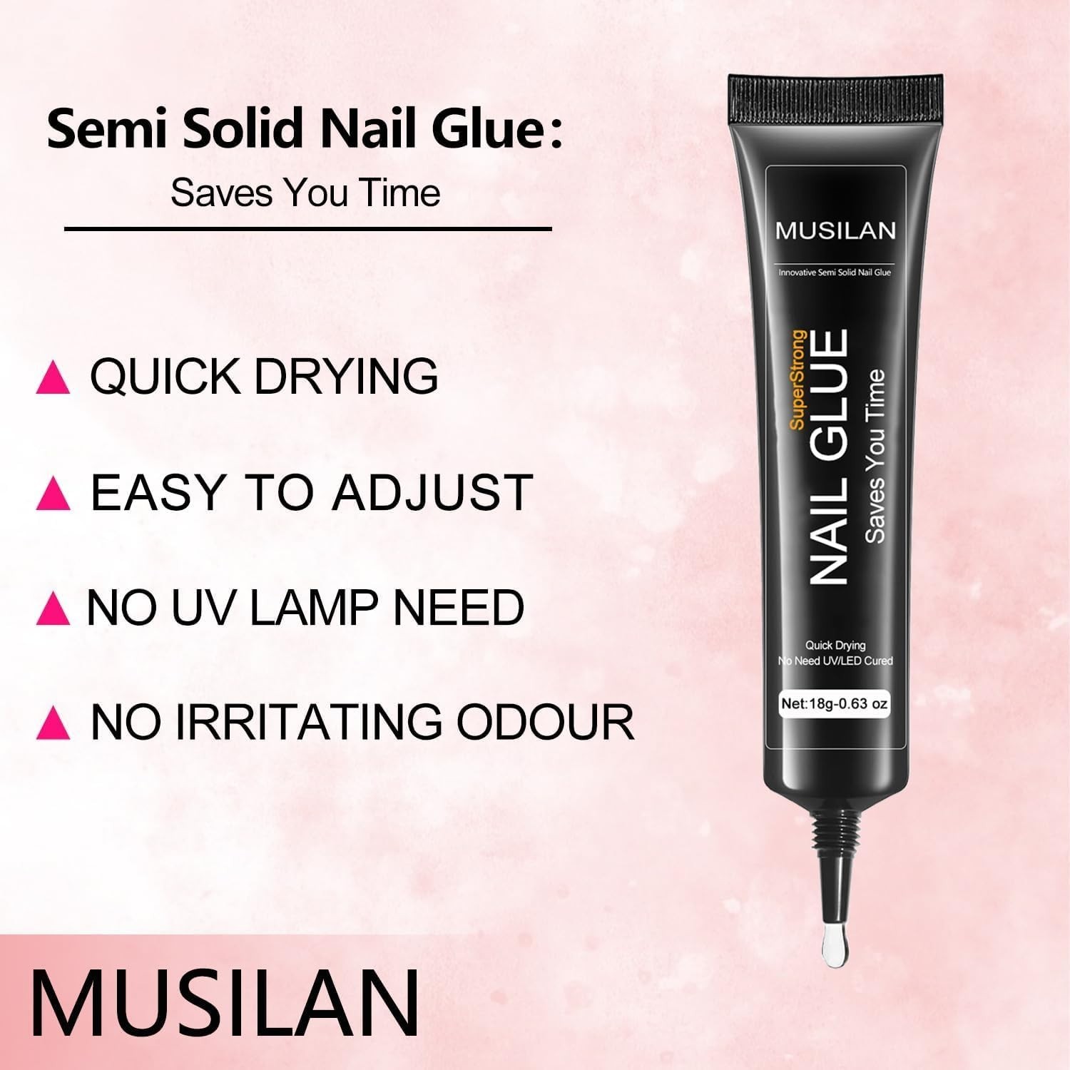 MUSILAN 18g Semi Solid Super Strong Nail Glue for Press On Nails – No UV Lamp Ne