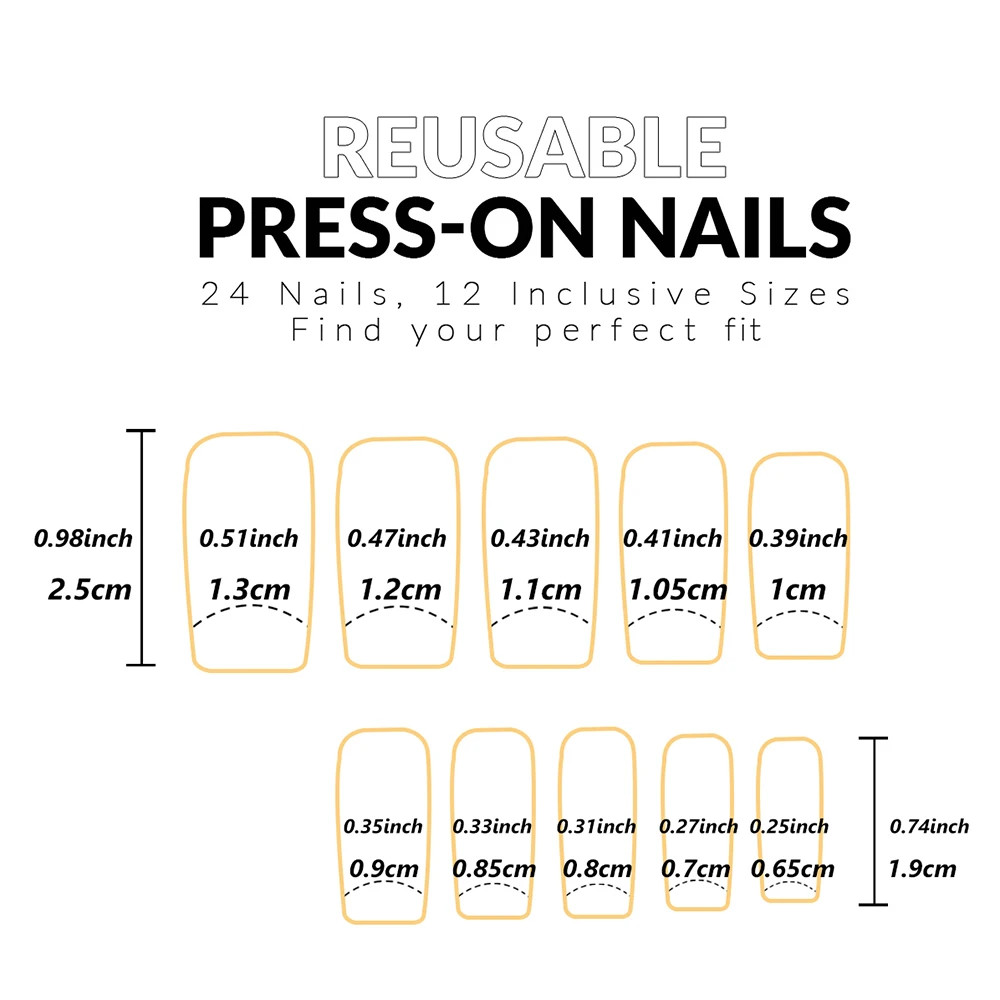 ARTAUG 24pcs Medium Square Blue High Saturation Nail Fingertip French Trim