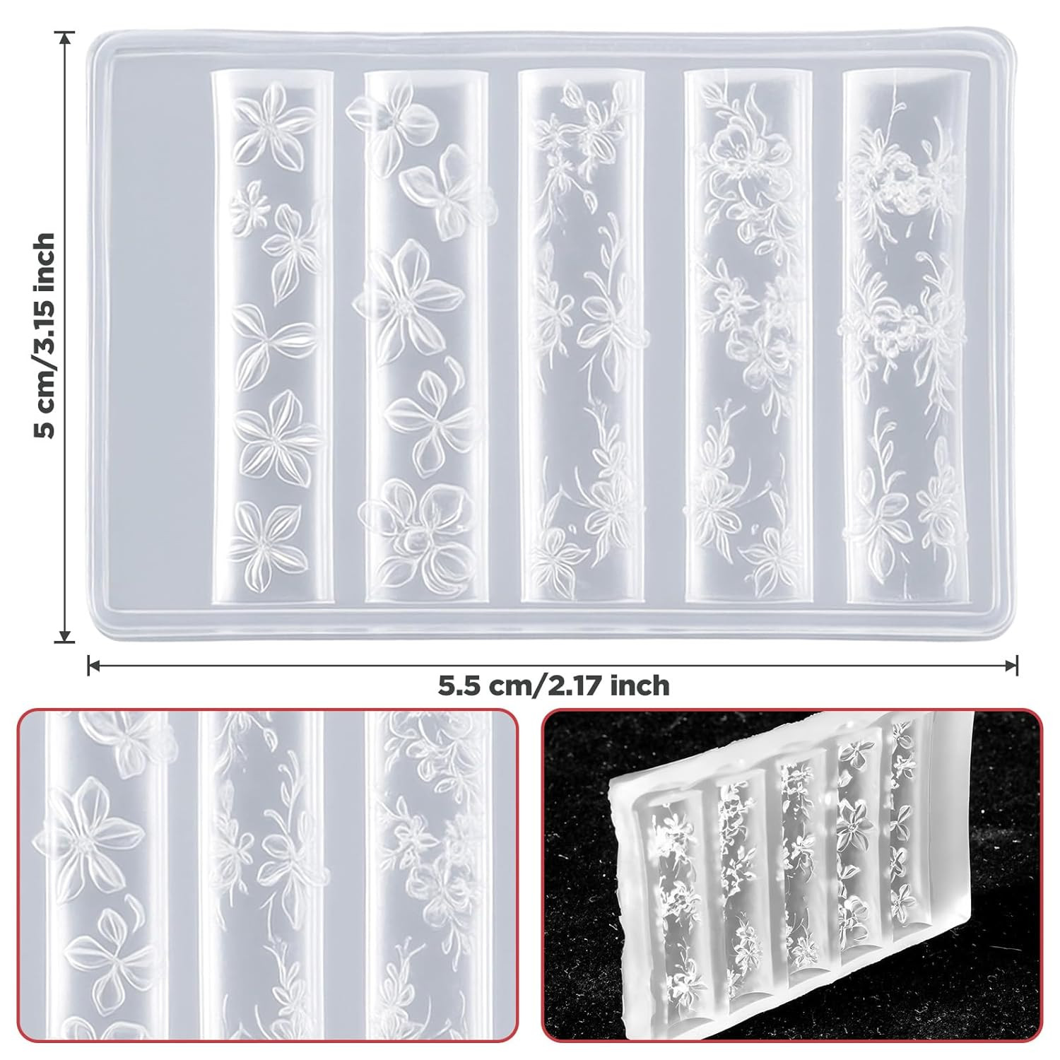 3D Floral Silicone Nail Molds for Elegant DIY Nail Art and Manicure Design