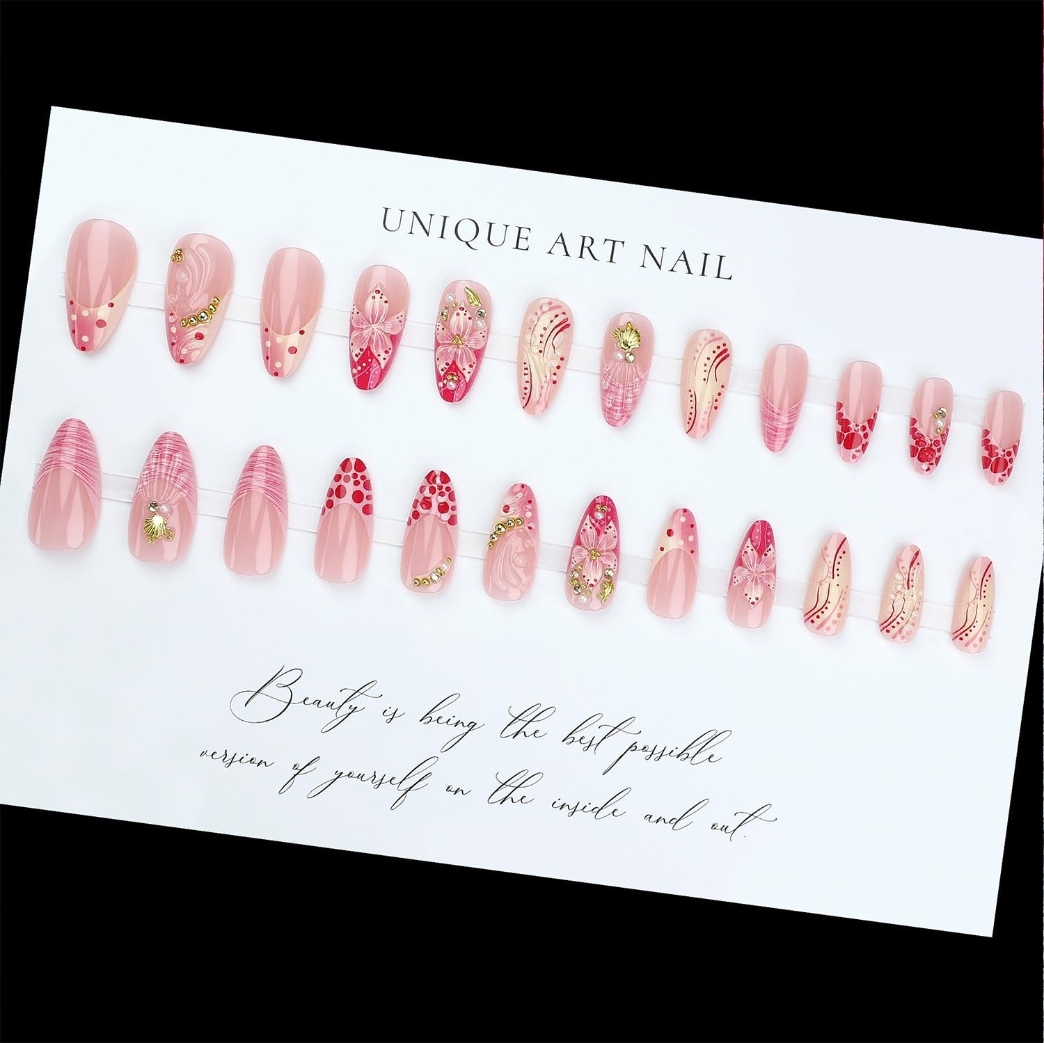 PSBRBAD Summer Flower Almond Press On Nails Medium