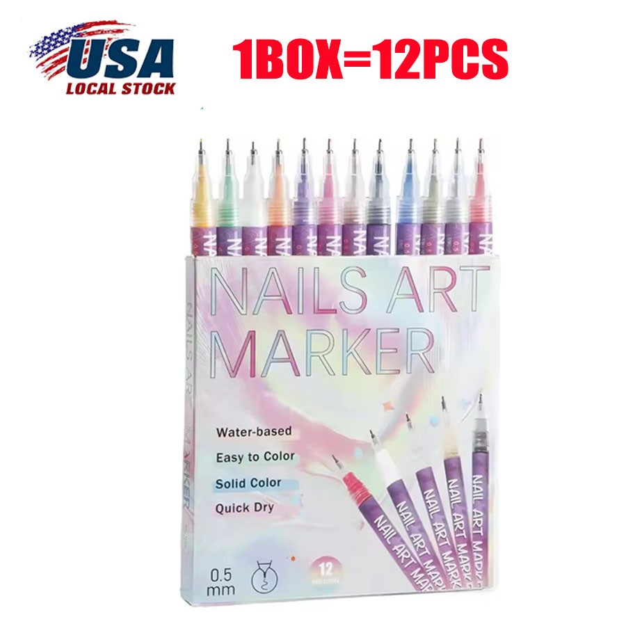 12 Colors Nail Art Pens Set, 2026 New DIY Nail Art Markers Drawing Painting Line