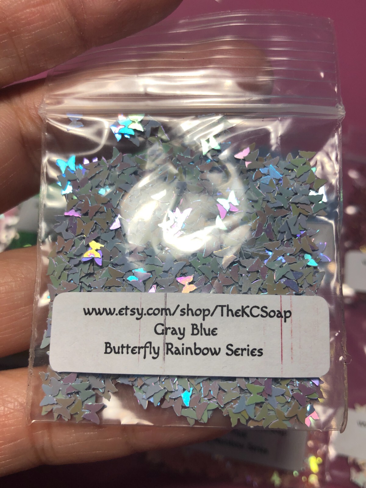 TBSP Solvent Resistant GRAY BLUE BUTTERFLY RAINBOW Shape Glitter Epoxy US Selle