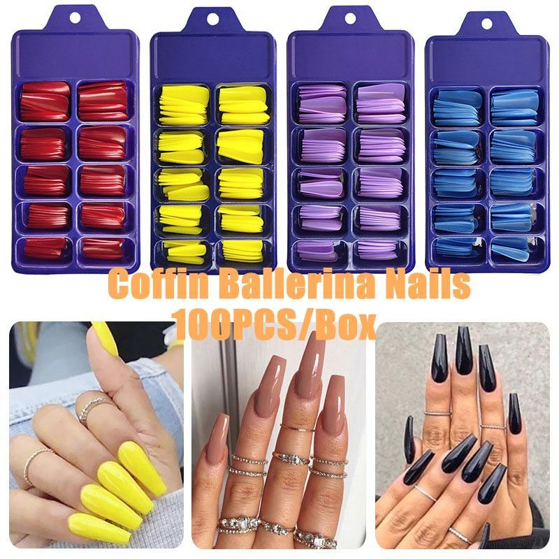 240/100X Long/Short Ballerina False NailTips Acrylic Coffin Full Cover FakeNail✔