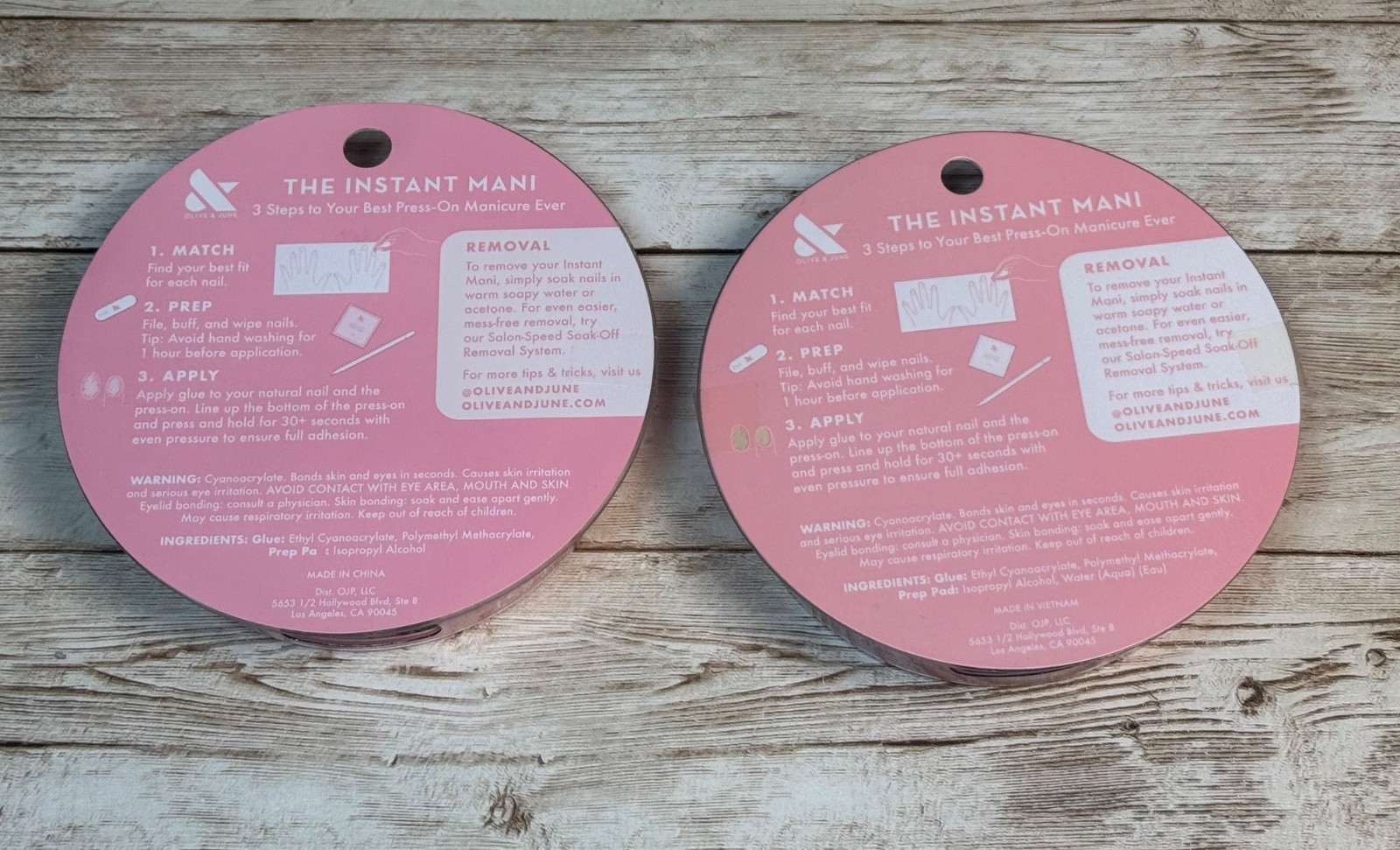 2 Packs Olive & June Instant Mani Press On Nails Chrome Pink + Lavender