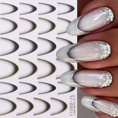 11 Sheets French Gradient Nail Art Stickers 3D Self-Adhesive French Lines Nail