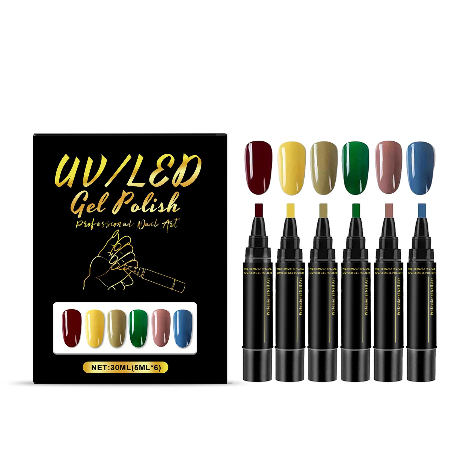 6 Color DIY Nail Art Pens High Pigment Bright Color Quickly Dry Decorate Nails S
