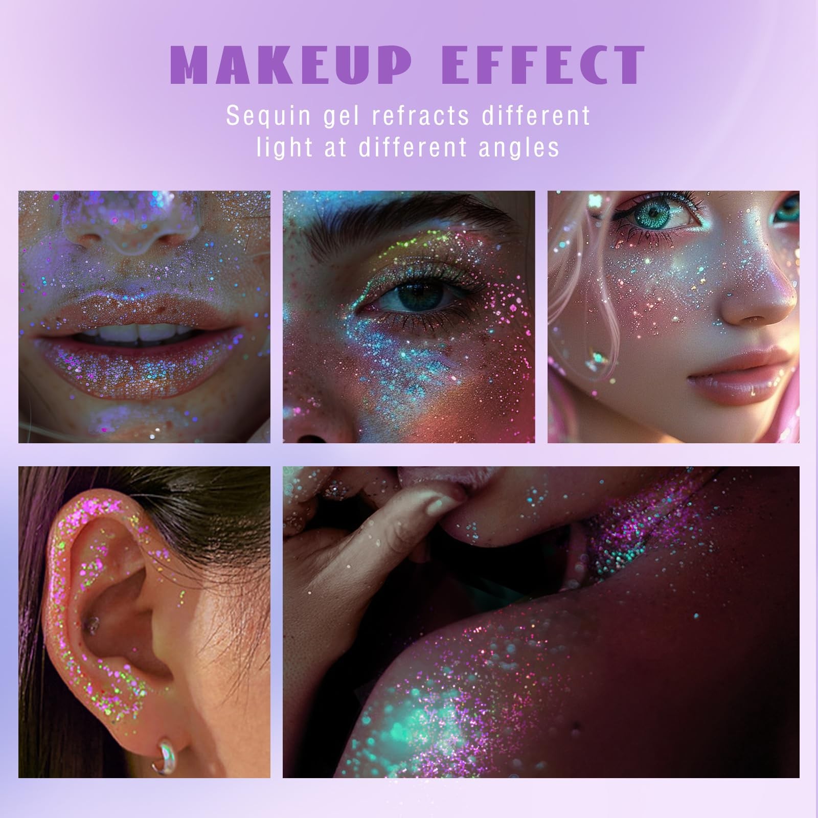 Rollon Holographic Body Glitter Gel for Face Hair, Chameleon Color Changing G…