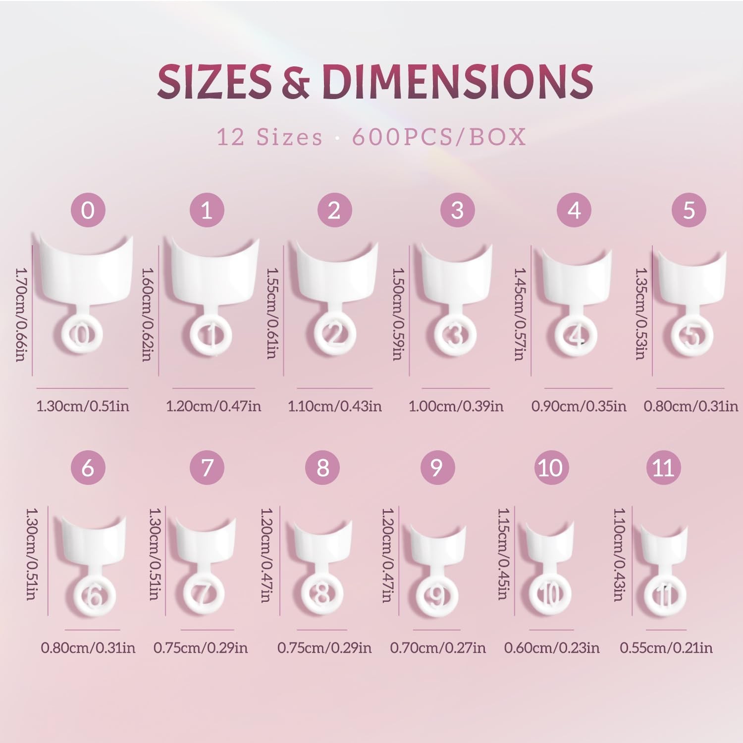 Ranrose 600PCS 600 Piece Assortment, 600pcs White Short French Nail Tips