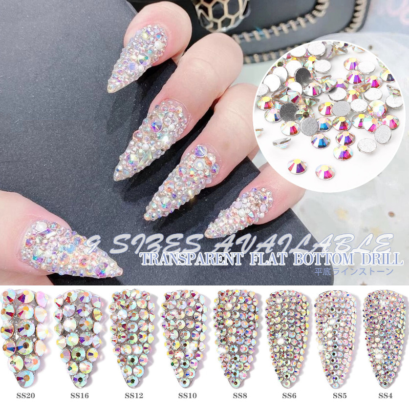 1440pcs Crystal Nail Art Rhinestones FlatBack Glitter Diamond 3D Tips Decoration