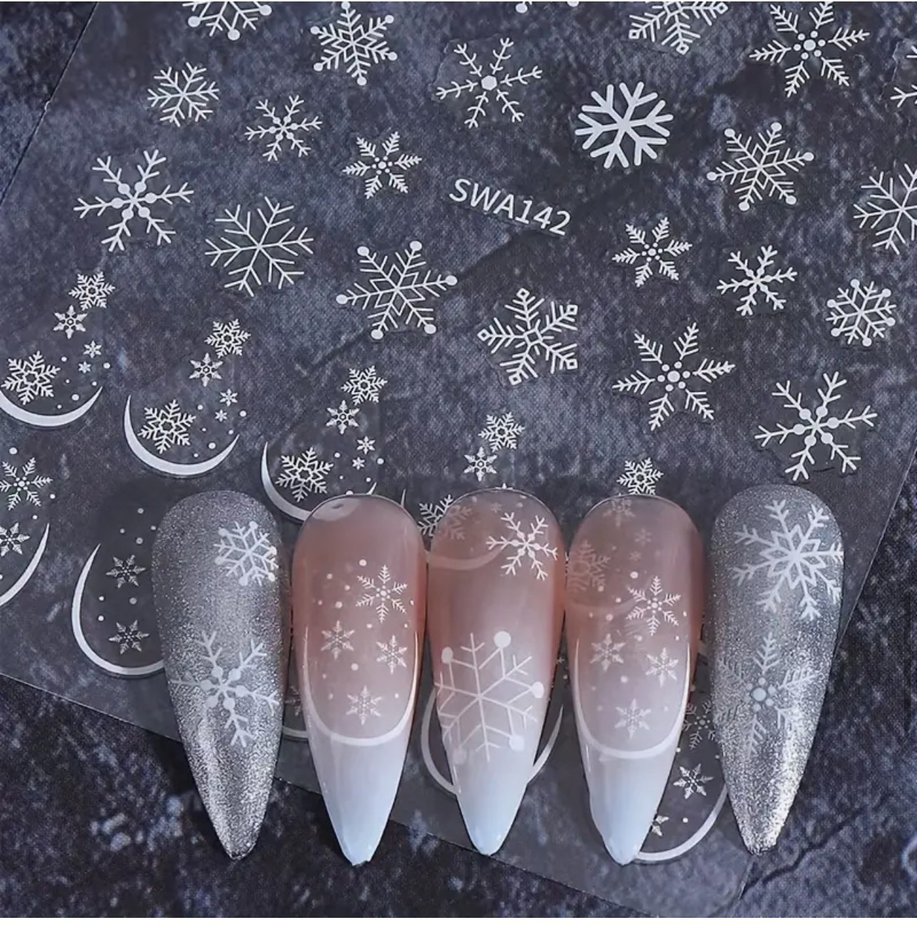Christmas Nail Art Stickers Blue Gold White Snowflake Festive Winter DIY SWA-142
