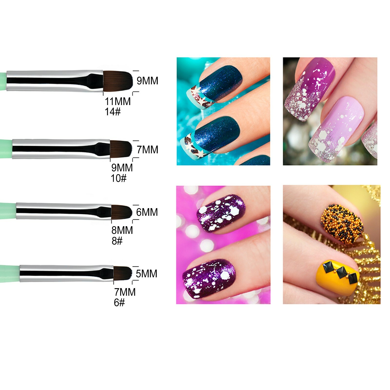4pcs Gel Nail Brush for Gel Nail Extension UV Builder Polygel Nail Gel Sculpting