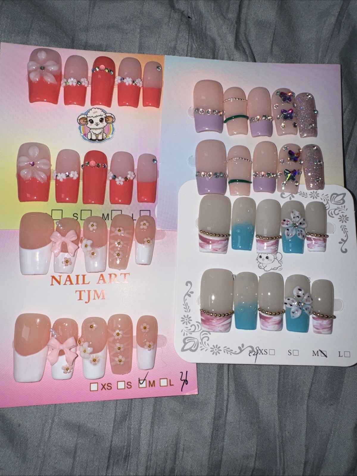 Handmade Press On Nails Square Size Medium Bundle Variety of Styles and Colors