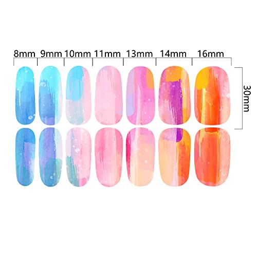 12 Sheets Gradient Nail Wraps for Women – Graffiti Stickers, Aurora Full KIT1