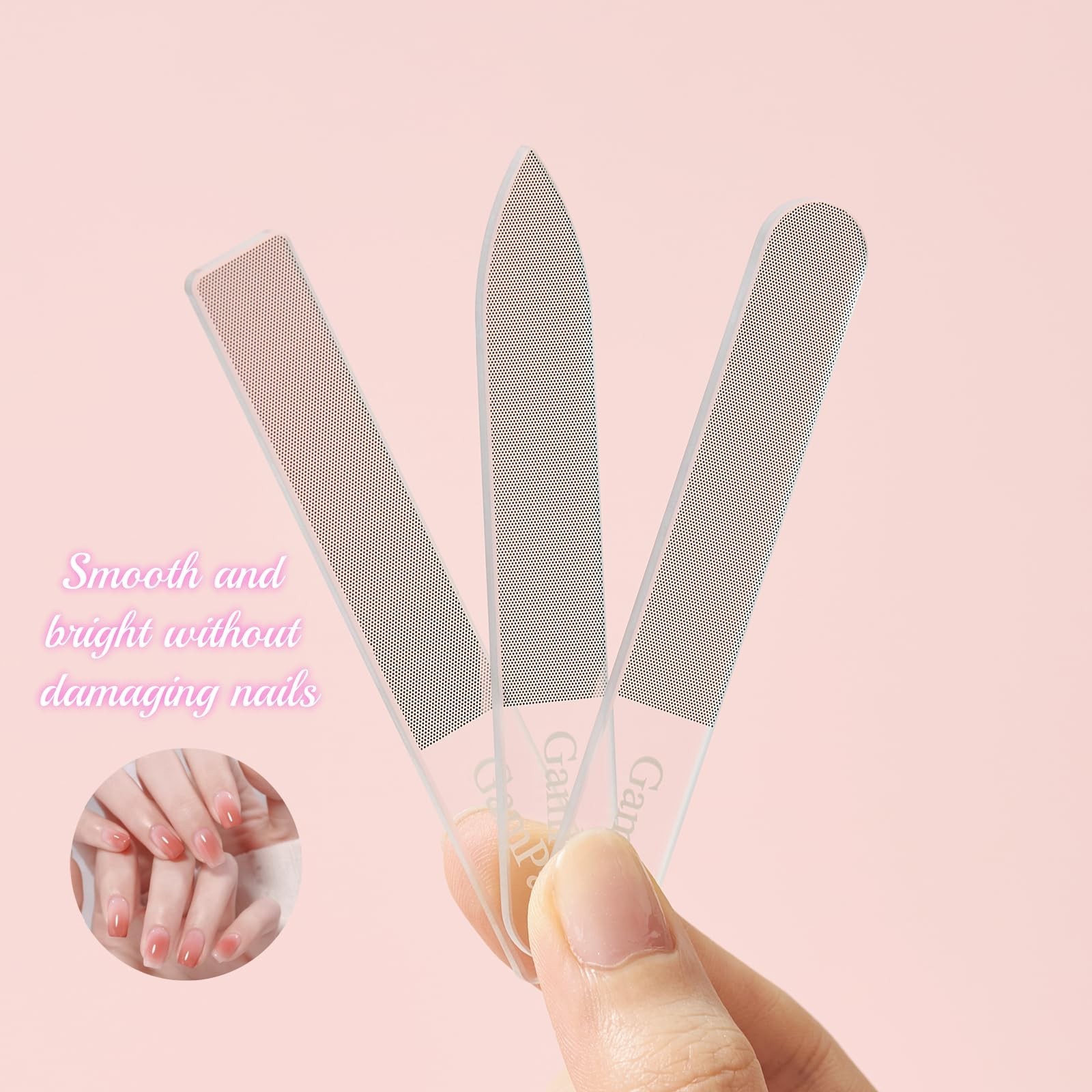 3PCS Glass Nail Files for Natural Nails – Reusable High-Quality Glass Nail Fi…