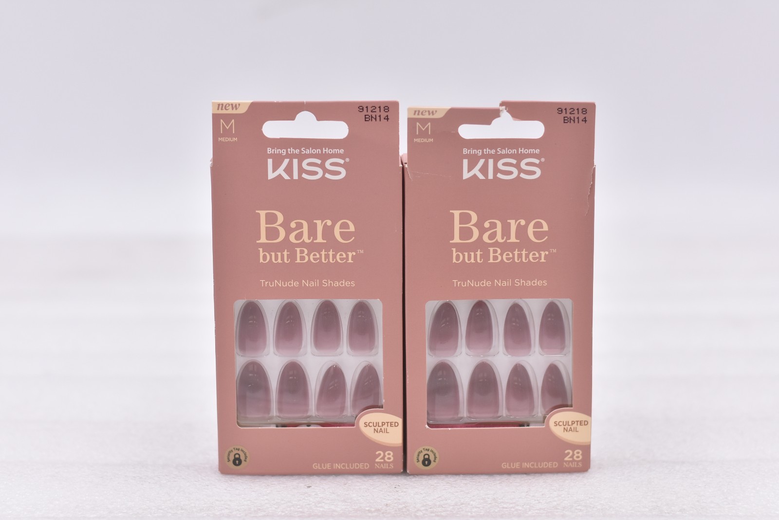 Lot of 2 Kiss Bare But Better BN14 Medium Sculpted Nails – 28 Nails