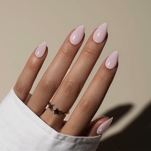 Pastel Pink Press On Nails Short – Acrylic Press On Nails Almond, dusty pink