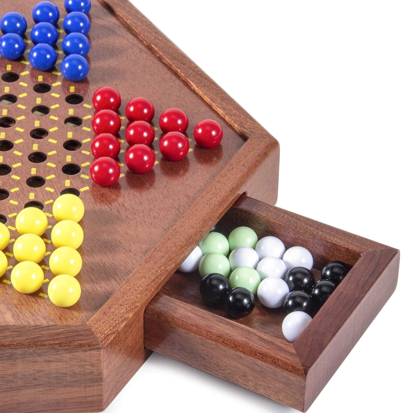 AMEROUS 12.5 inches Wooden Chinese Checkers x 10.86 x 1.49 inches, Blue