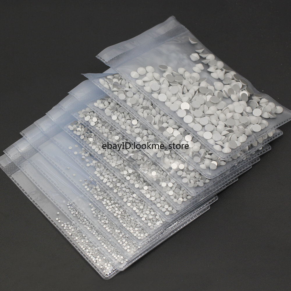 1440pcs Crystals Porcelain White Rhinestones FlatBack Gems for 3D Nail Art Decor