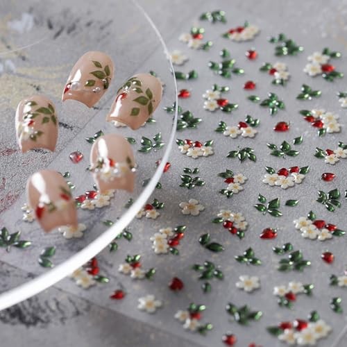 Flower Nail Stickers for Nail Art Spring Summer White Flowers with Flower Style