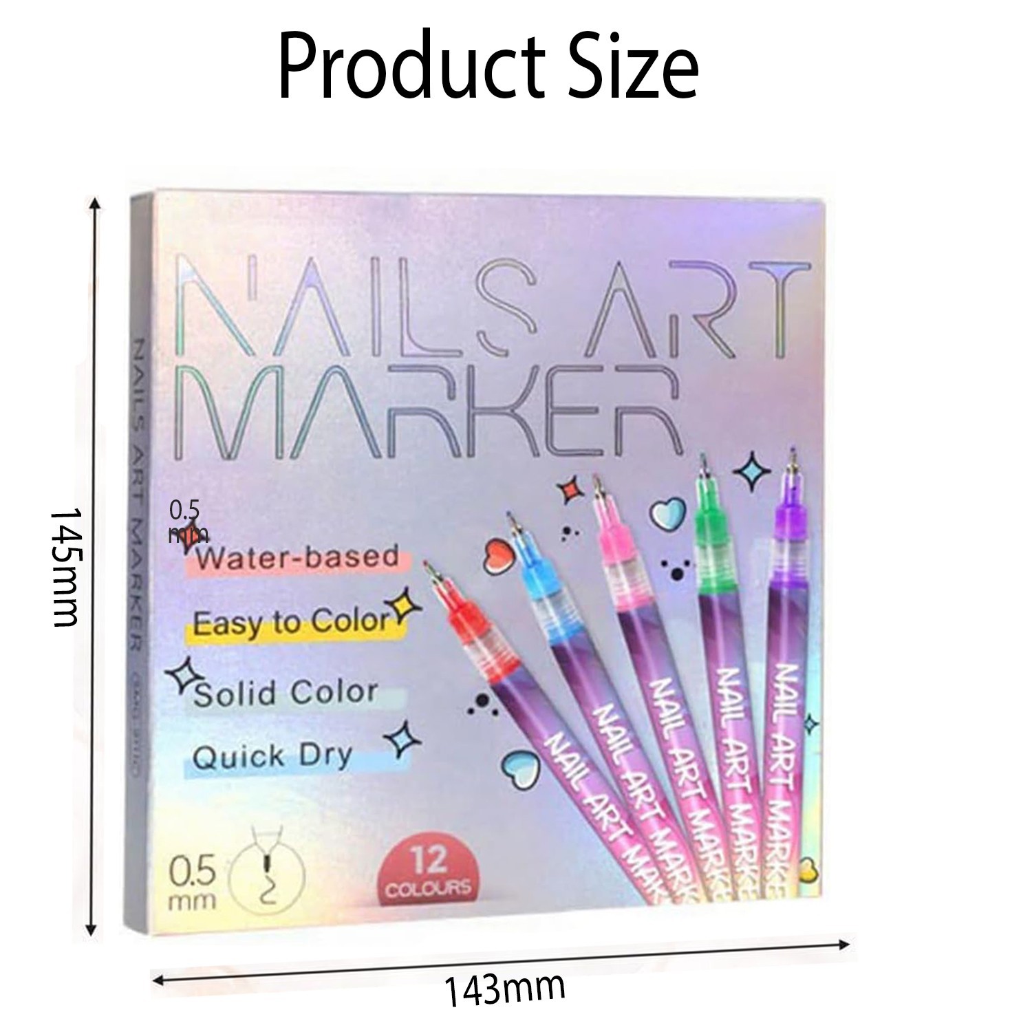 12 Colors Nail Art Paint Pens Liner / Dotting / Drawing Quick-Dry Set Classic Us