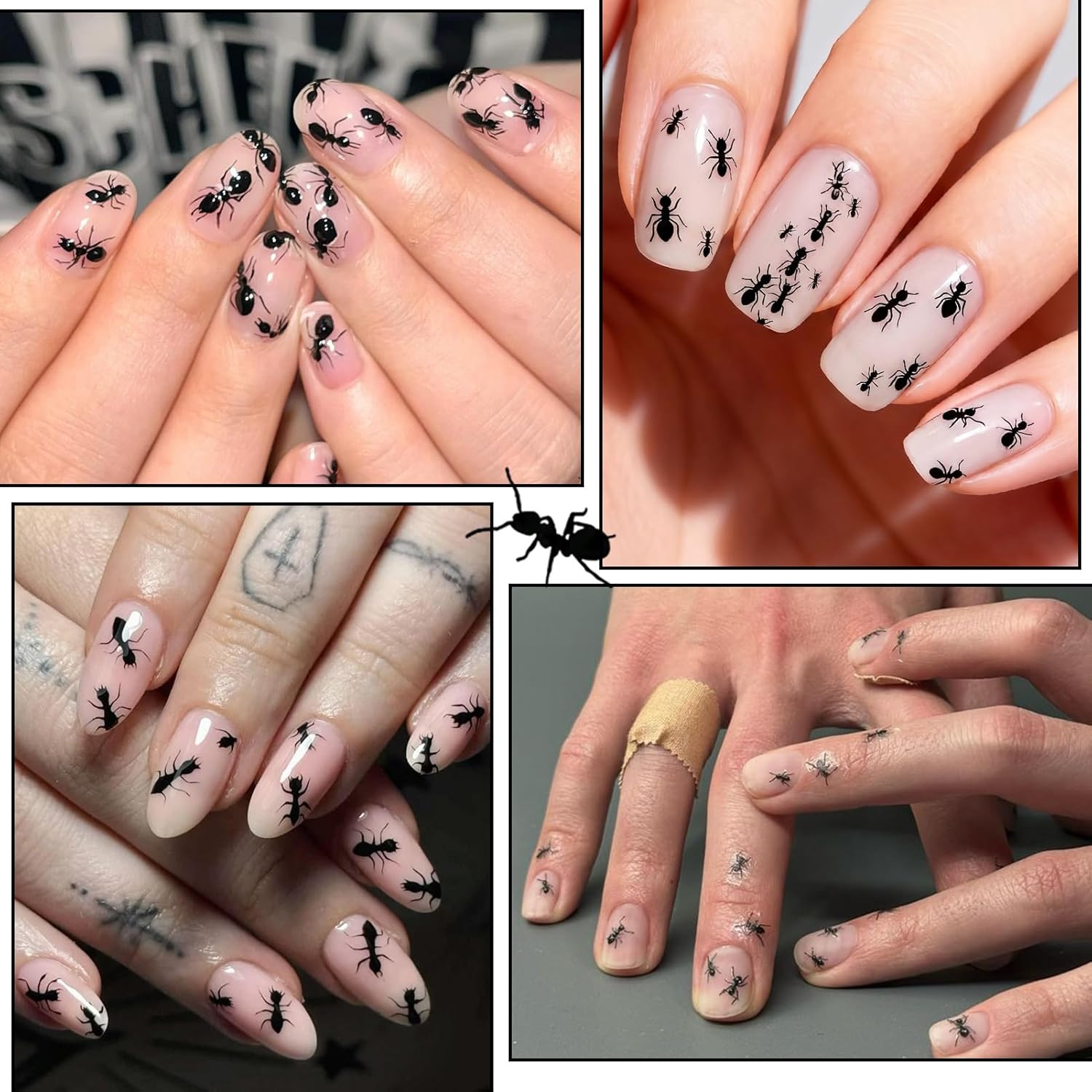Ant Nail Stickers, Realistic Insect Self-Adhesive Nail Art Decals for Women Girl