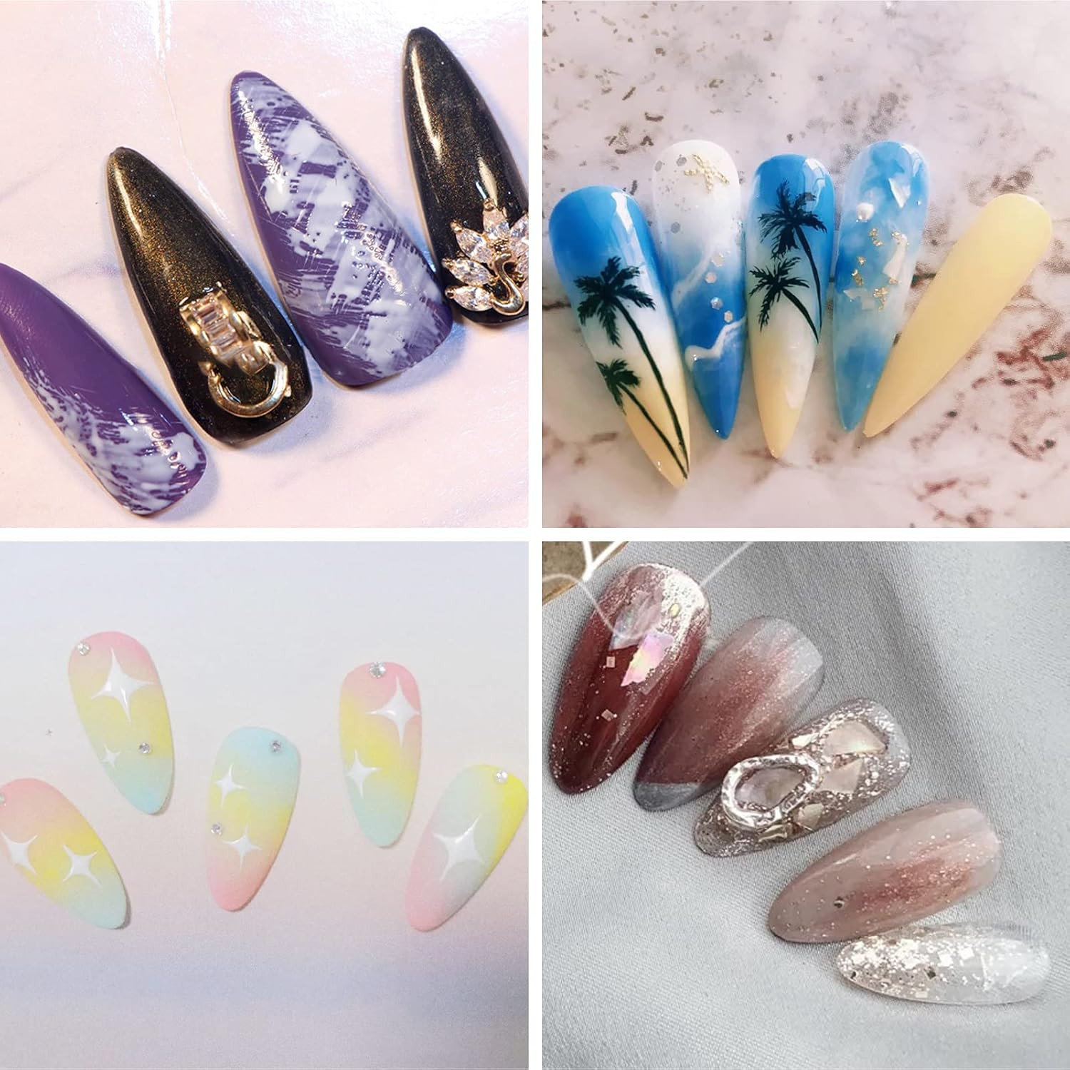 2Pcs Nail Ombre Brush Set, Wood Handle Gradient UV Gel Nail Art Painting Tools