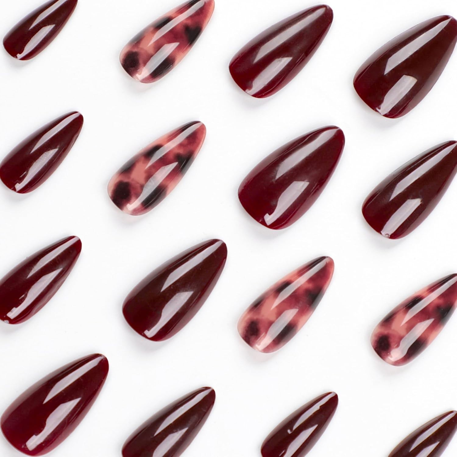 Secret Lives Glossy Dark Brown Color with Translucent Leopard Print 24 Set